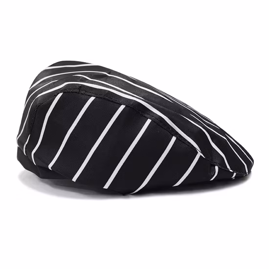 Boina de algodón y poliéster para restaurante occidental, sombrero de Chef para hornear, panadero, sombrero de camarero elástico a rayas, venta al por mayor