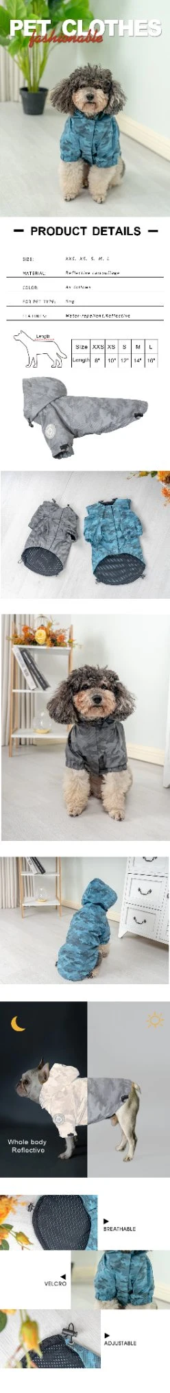Two Colors Over All Camouflage Reflective Pet Functional Fashionable Jacket with Hat for Night Wear