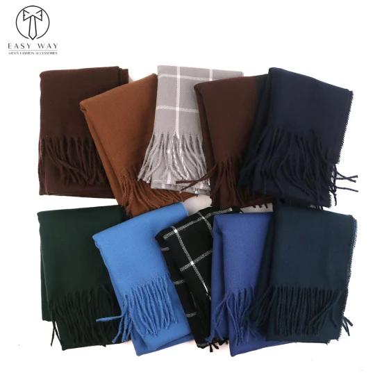 Bufanda de imitación personalizada de la borla de la tela escocesa del diseñador de la cachemira de la moda del otoño invierno para los hombres