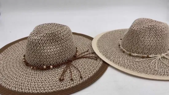 Sombreros de moda para mujer, sombrero de paja al por mayor de papel flexible con trenza mixta, para viajes