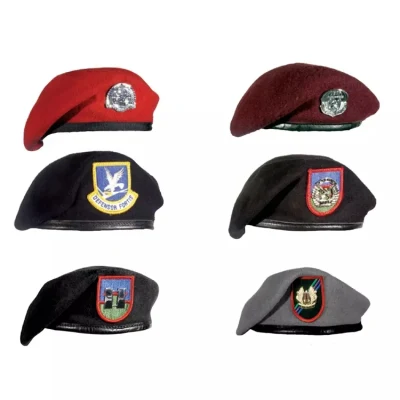 Boina militar modificada para requisitos particulares del estilo de las lanas del logotipo, sombrero del casquillo de la boina para el servicio de seguridad